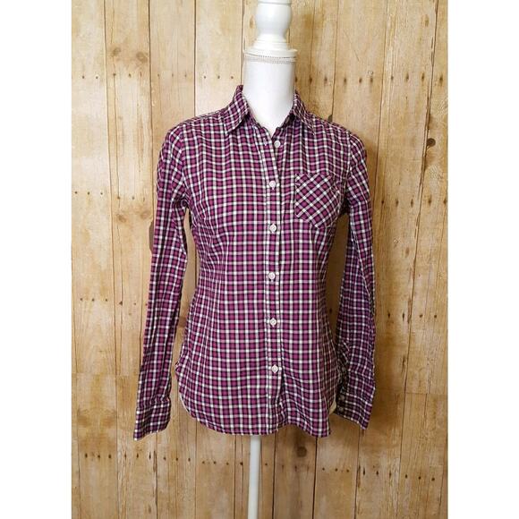 American Eagle Outfitters AEO Women's Plaid Purple Button Up Shirt Size S - Picture 2 of 9